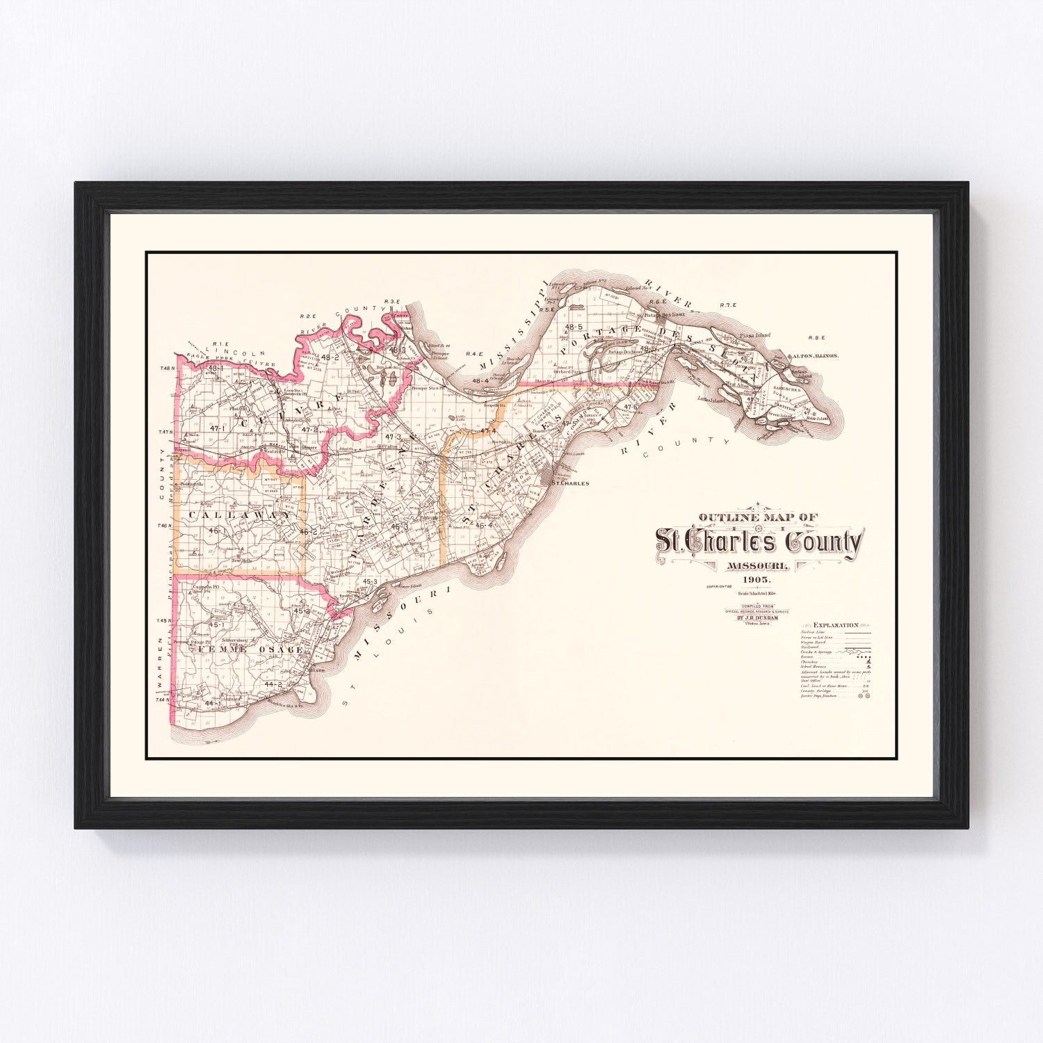 Vintage Map of Saint Charles County, Missouri 1905