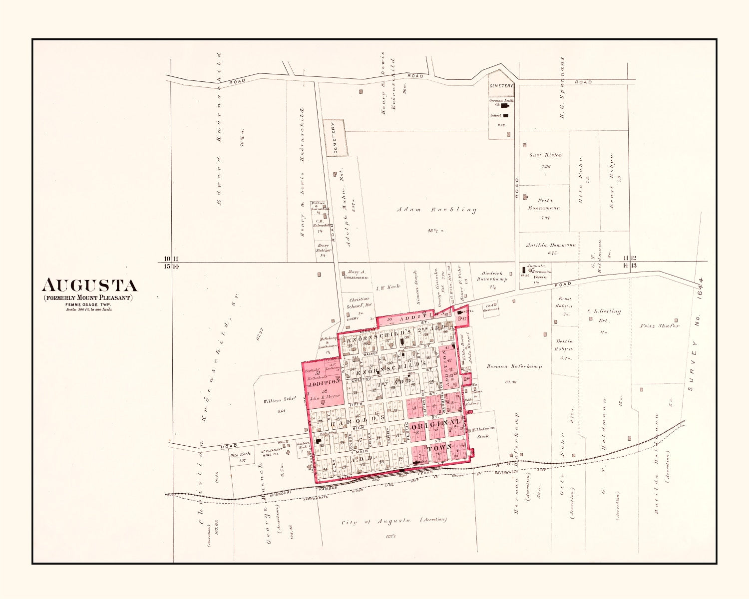Vintage Map of Augusta, Missouri 1905