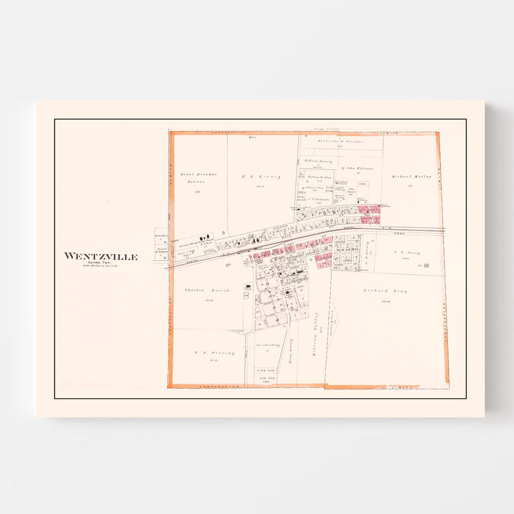 Vintage Map of Wentzville, Missouri 1905