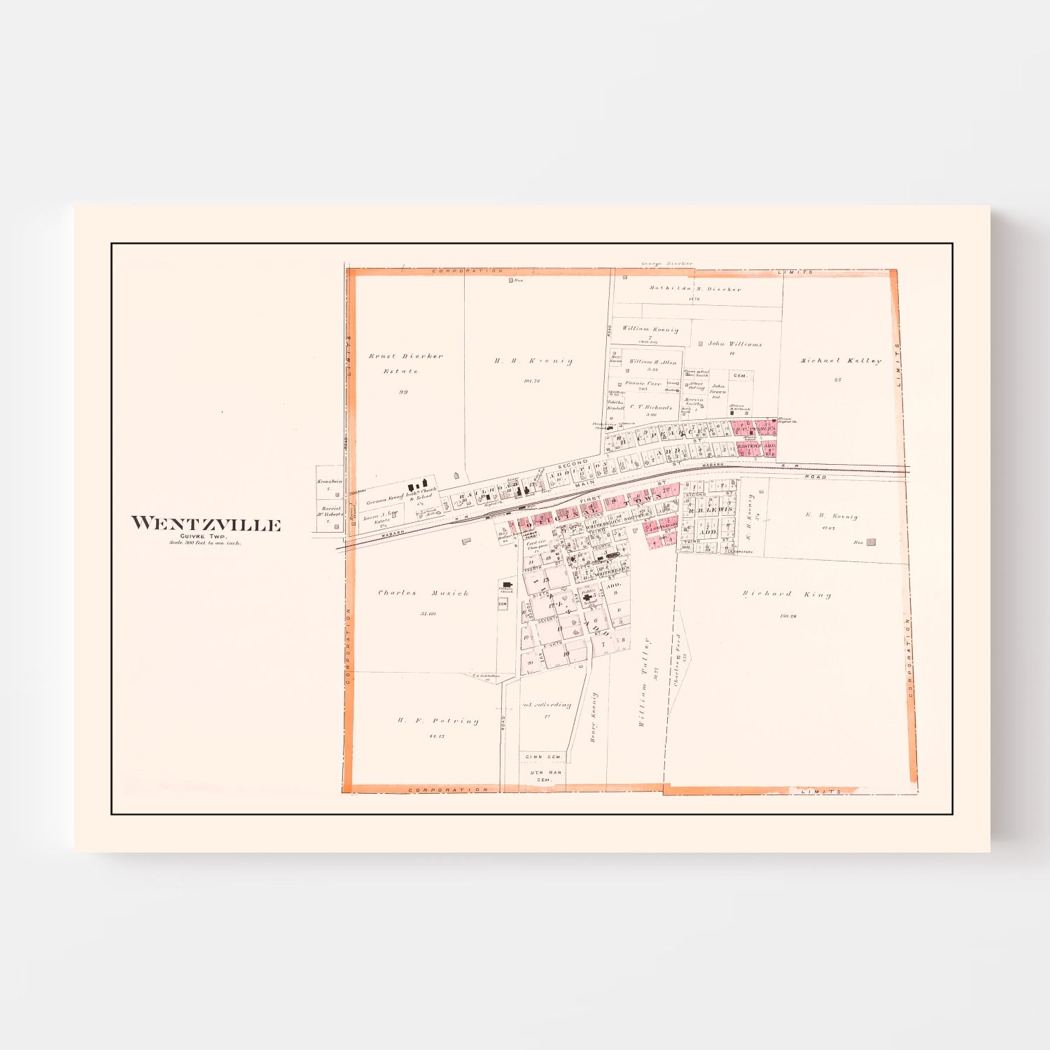 Vintage Map of Wentzville, Missouri 1905