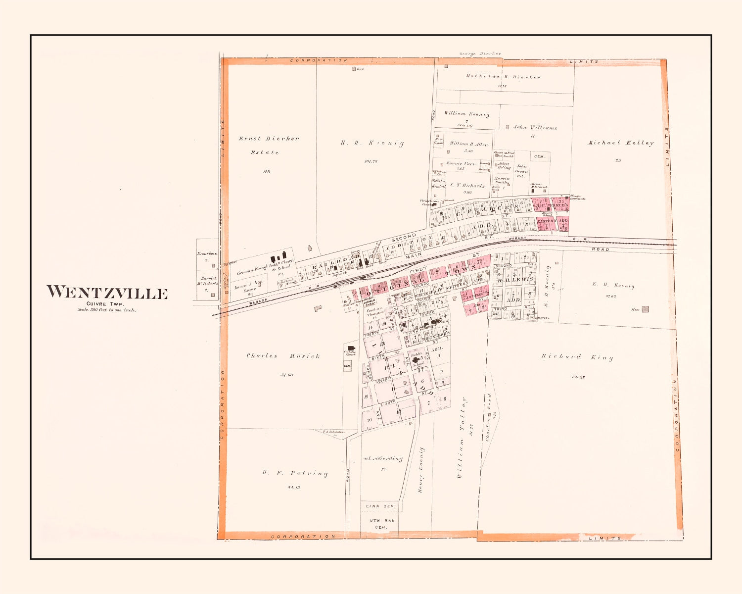 Vintage Map of Wentzville, Missouri 1905