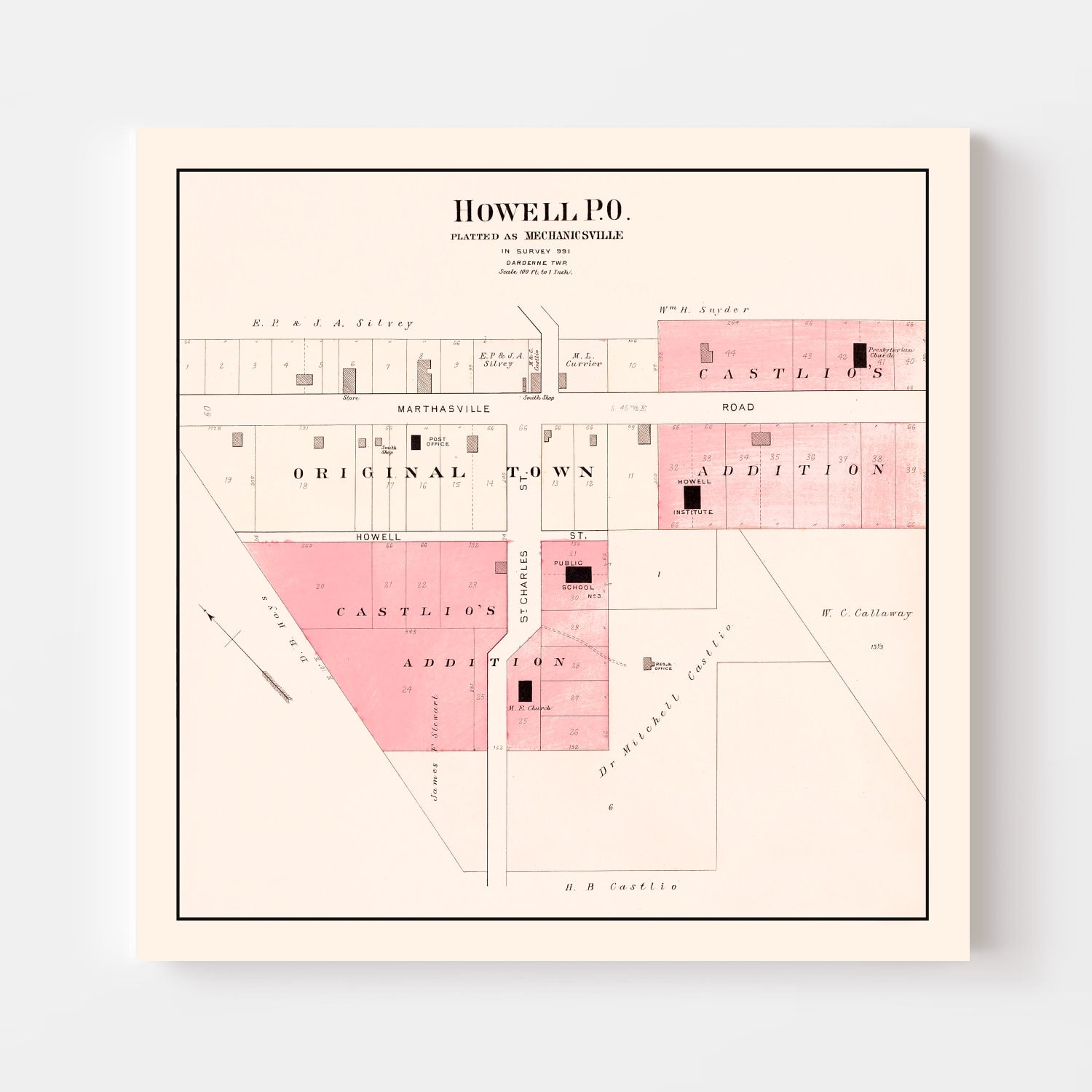 Vintage Map of Howell, Missouri 1905