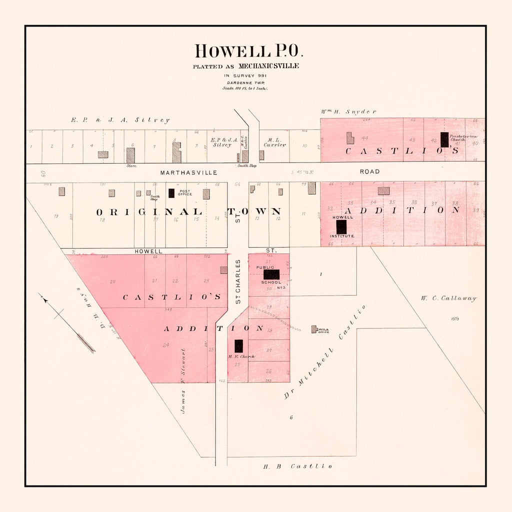 Vintage Map of Howell, Missouri 1905