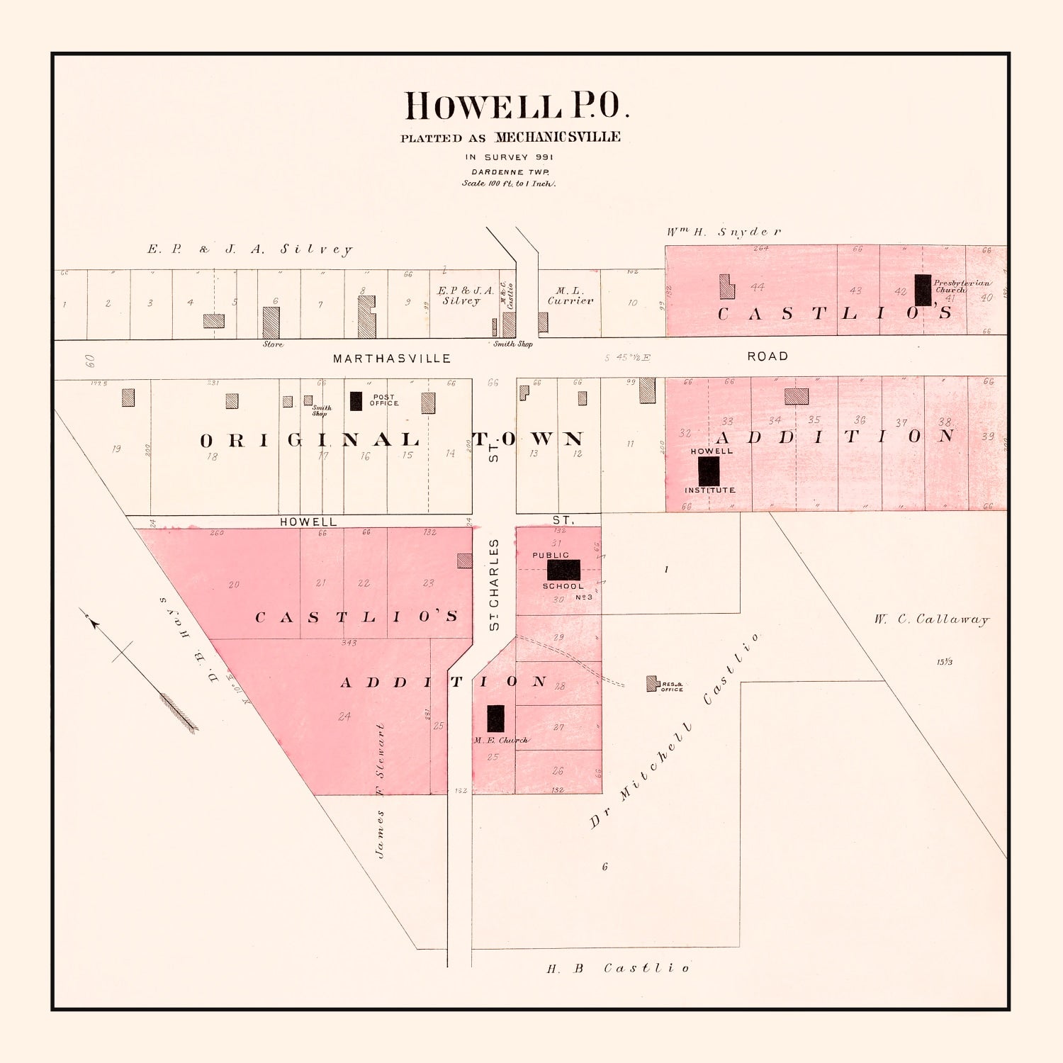 Vintage Map of Howell, Missouri 1905