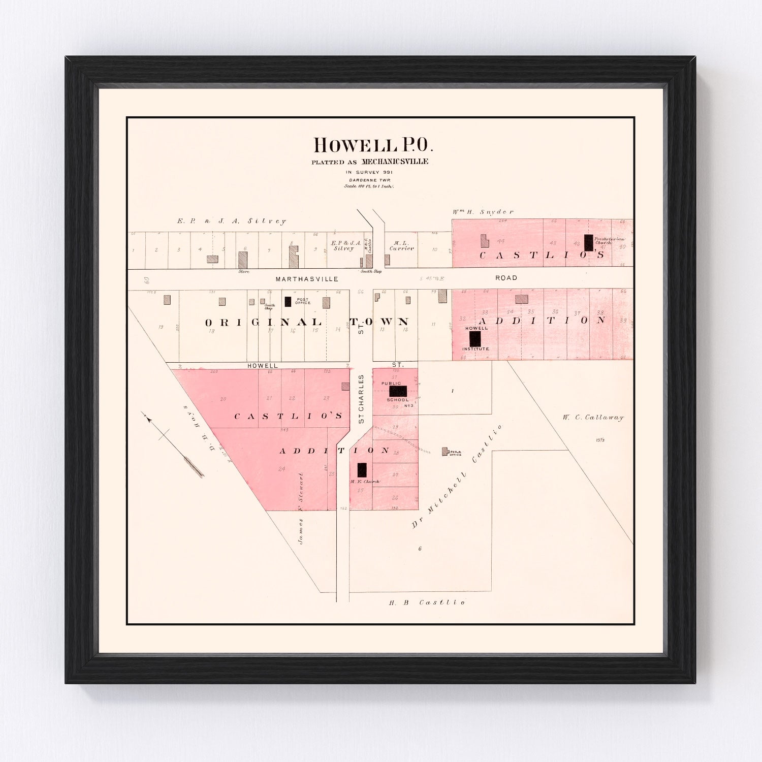 Vintage Map of Howell, Missouri 1905