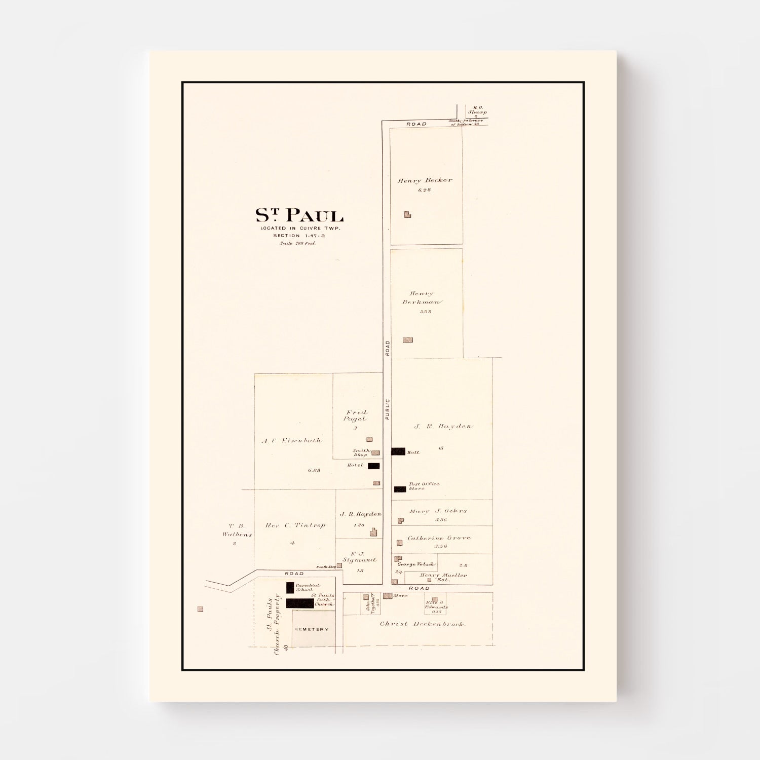 Vintage Map of Saint Paul, Missouri 1905