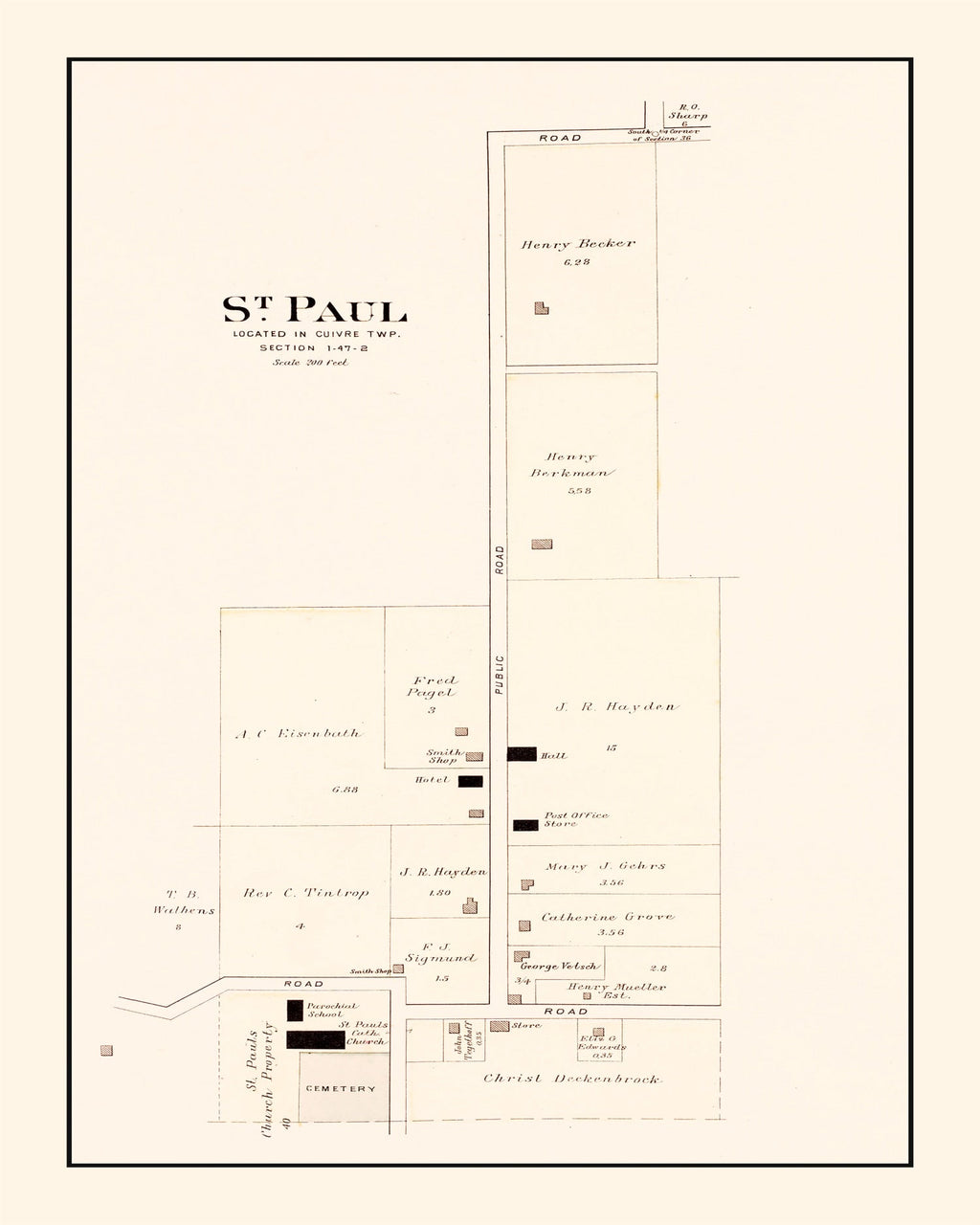 Vintage Map of Saint Paul, Missouri 1905