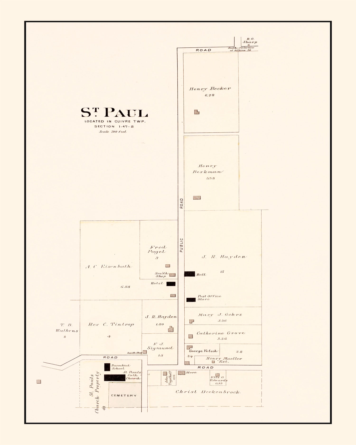 Vintage Map of Saint Paul, Missouri 1905