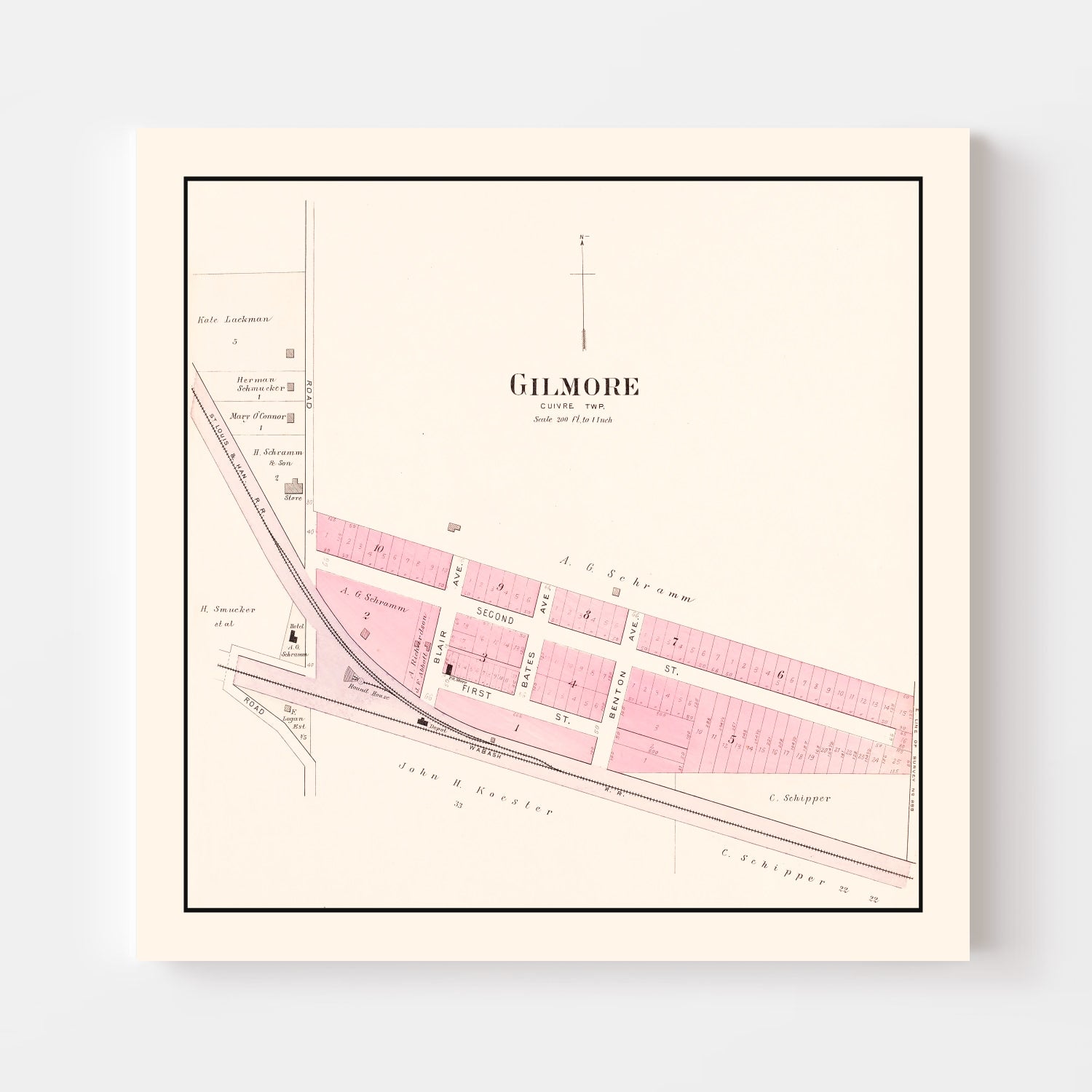 Vintage Map of Gilmore, Missouri 1905