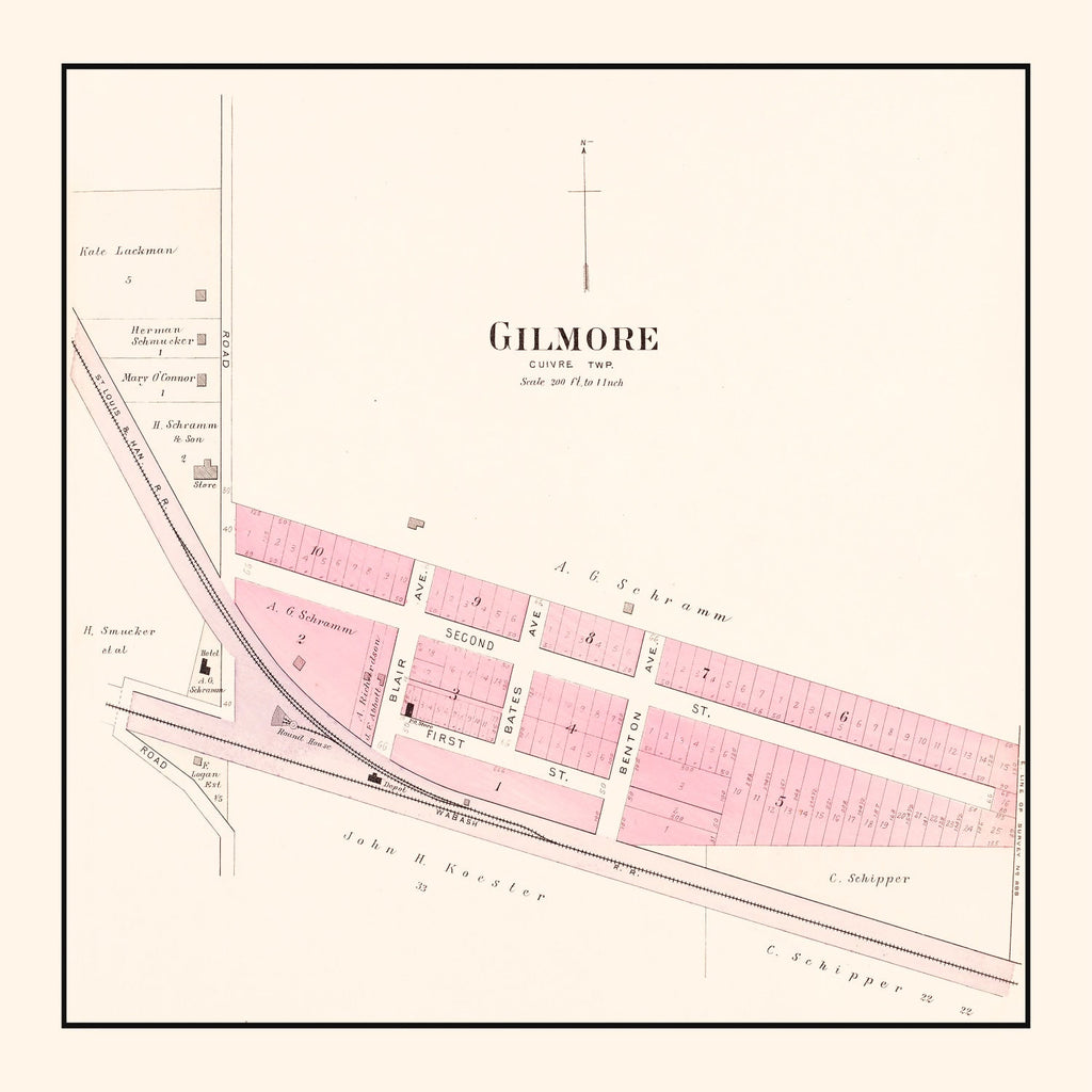 Vintage Map of Gilmore, Missouri 1905