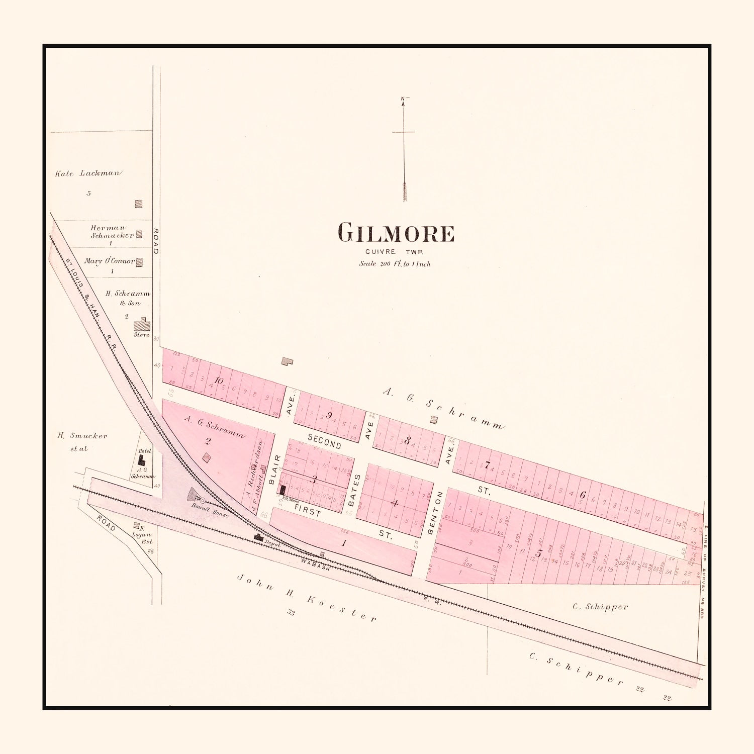 Vintage Map of Gilmore, Missouri 1905