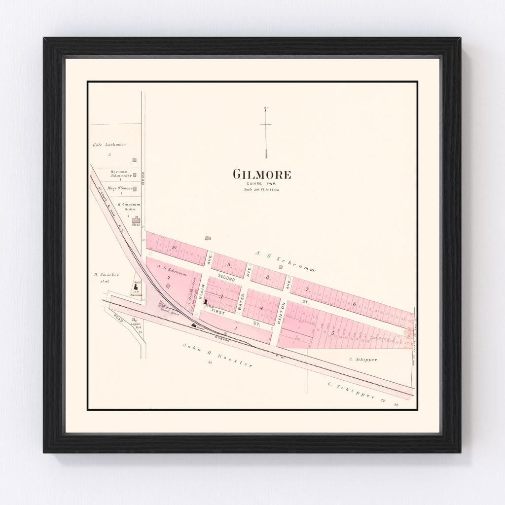Vintage Map of Gilmore, Missouri 1905