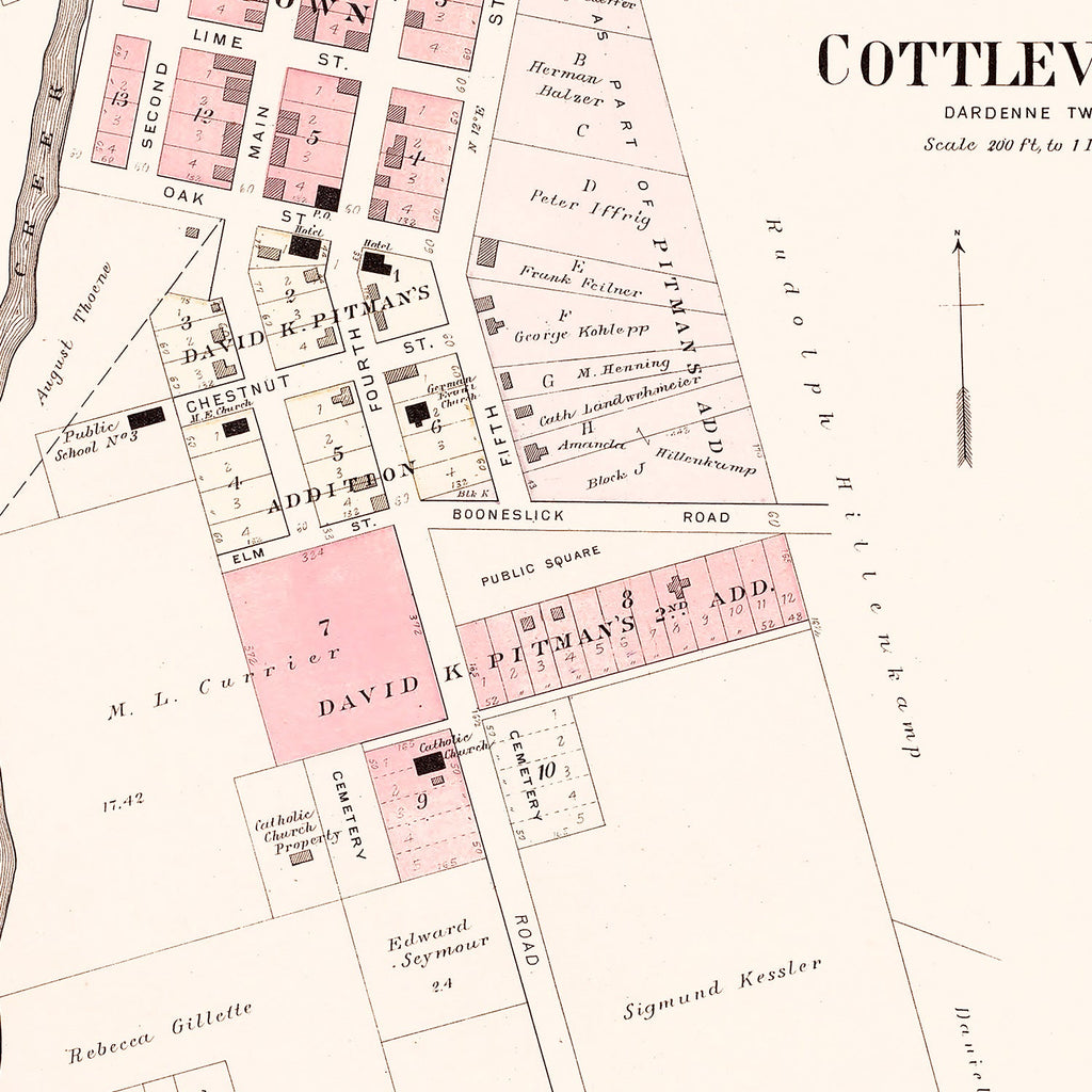 Vintage Map of Cottleville, Missouri 1905
