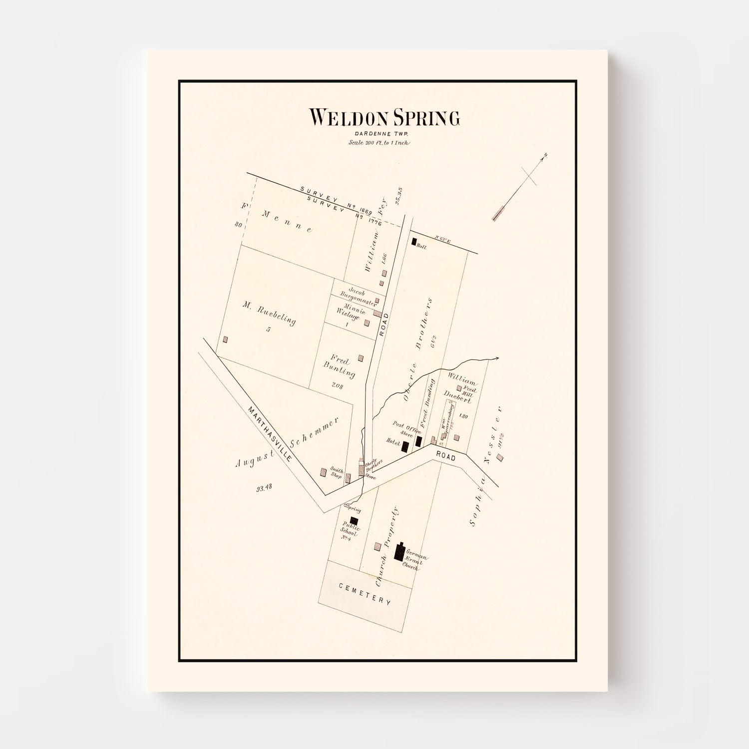 Vintage Map of Weldon Spring, Missouri 1905