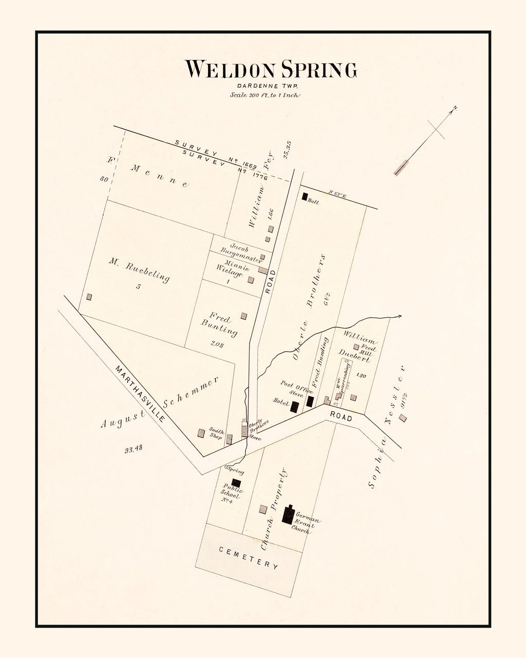 Vintage Map of Weldon Spring, Missouri 1905