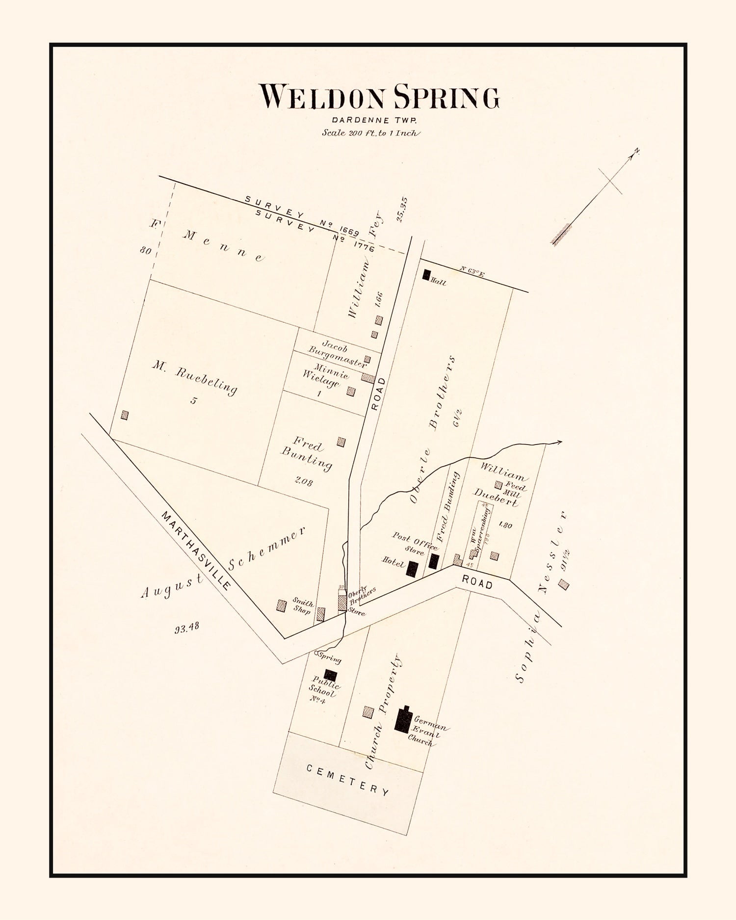 Vintage Map of Weldon Spring, Missouri 1905