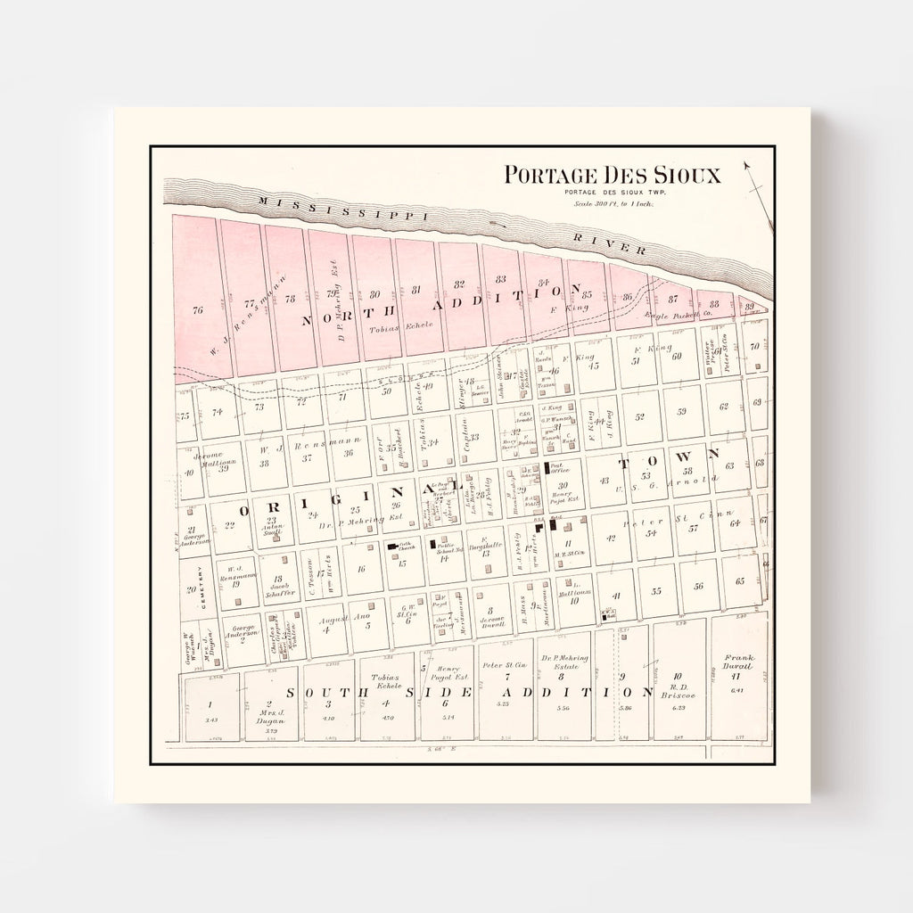 Vintage Map of Portage des Sioux, Missouri 1905