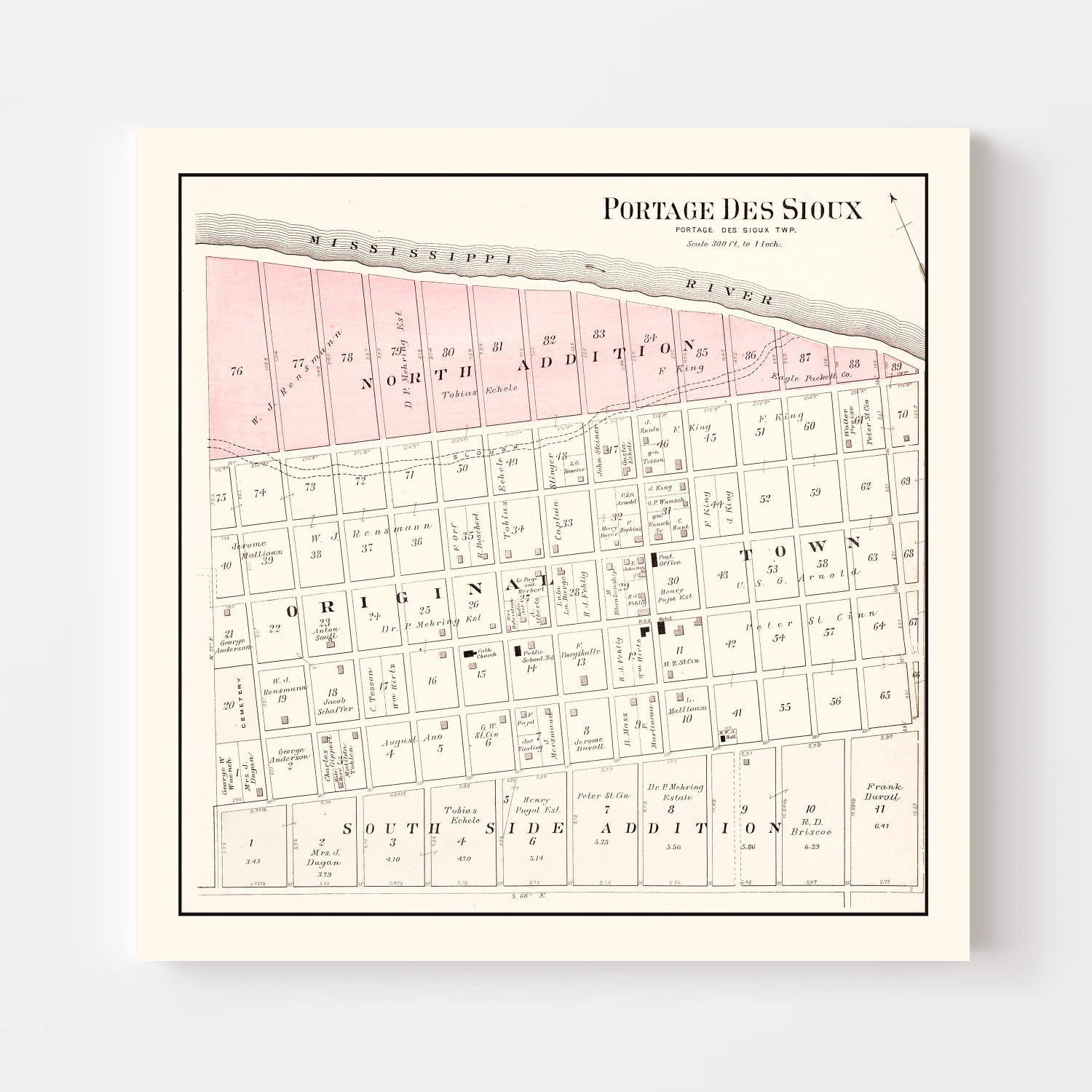 Vintage Map of Portage des Sioux, Missouri 1905