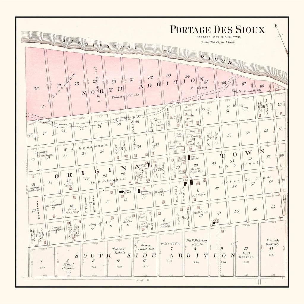 Vintage Map of Portage des Sioux, Missouri 1905