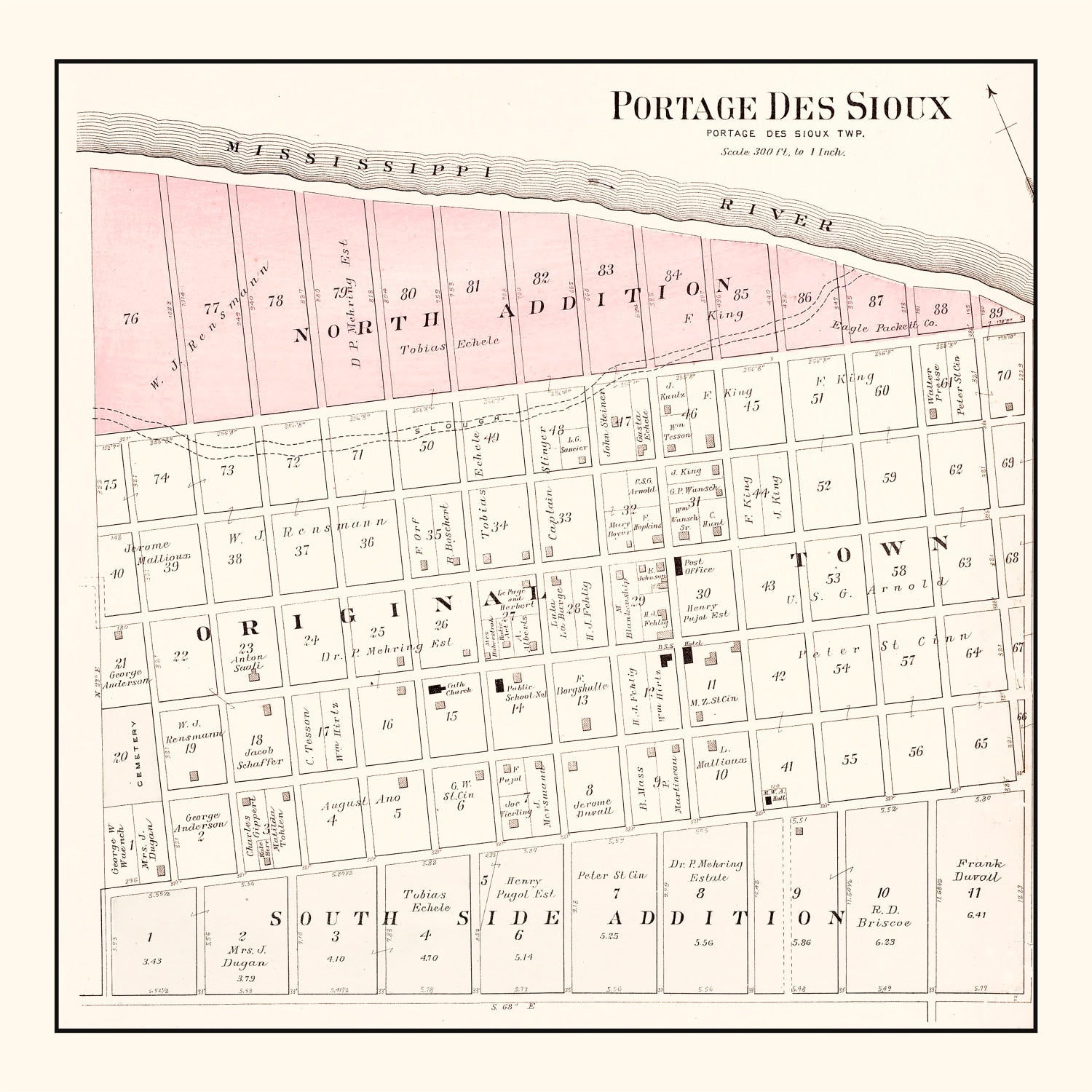 Vintage Map of Portage des Sioux, Missouri 1905