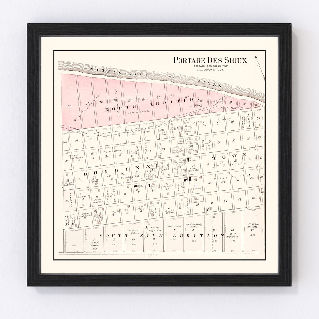 Vintage Map of Portage des Sioux, Missouri 1905
