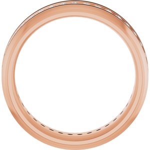 14K Rose 1/4 CTW Natural Diamond Grooved Band Size 7