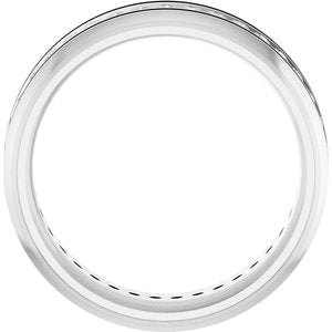 14K White 1/4 CTW Natural Diamond Grooved Band Size 7