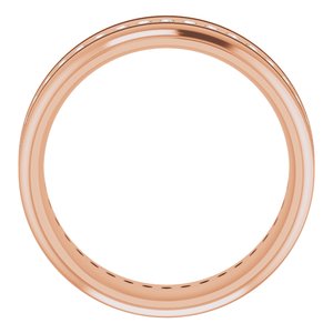 14K Rose 1/4 CTW Natural Diamond Grooved Band Size 8