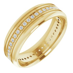 14K Yellow 1/3 CTW Natural Diamond Grooved Band Size 11.5