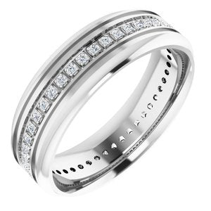 14K White 1/3 CTW Natural Diamond Grooved Band Size 11.5
