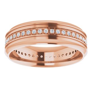 14K Rose 1/3 CTW Natural Diamond Grooved Band Size 11.5