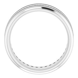 14K White 1/4 CTW Natural Diamond Grooved Band Size 7.5