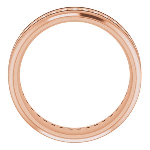 14K Rose 1/4 CTW Natural Diamond Grooved Band Size 7.5