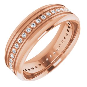 14K Rose 1/4 CTW Natural Diamond Grooved Band Size 9