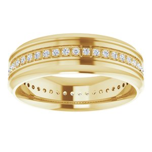 14K Yellow 1/3 CTW Natural Diamond Grooved Band Size 11