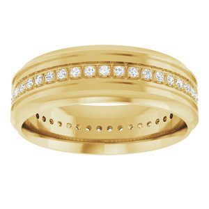 14K Yellow 1/4 CTW Natural Diamond Grooved Band Size 10