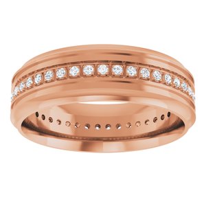 14K Rose 1/4 CTW Natural Diamond Grooved Band Size 10
