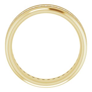 14K Yellow 1/4 CTW Natural Diamond Grooved Band Size 8.5