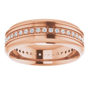 14K Rose 1/4 CTW Natural Diamond Grooved Band Size 9.5