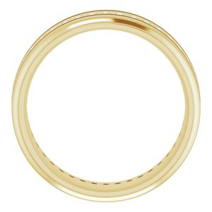 14K Yellow 1/4 CTW Natural Diamond Grooved Band Size 9.5