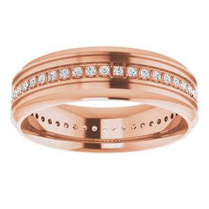 14K Rose 1/3 CTW Natural Diamond Grooved Band Size 12