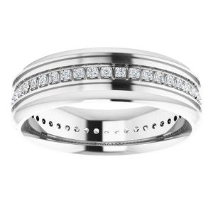 14K White 1/3 CTW Natural Diamond Grooved Band Size 12