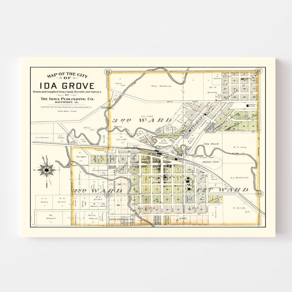 Vintage Map of Ida Grove, Iowa 1906