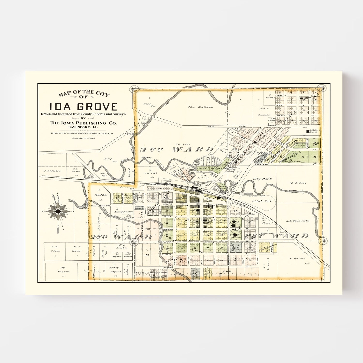 Vintage Map of Ida Grove, Iowa 1906