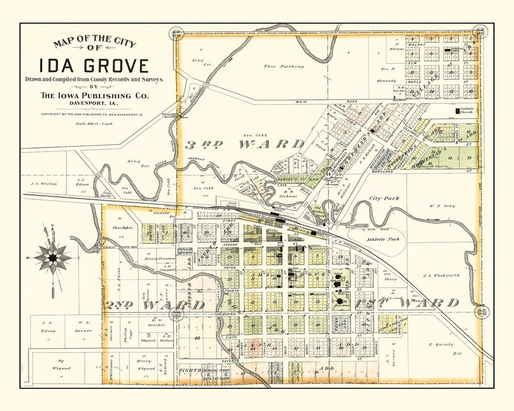 Vintage Map of Ida Grove, Iowa 1906