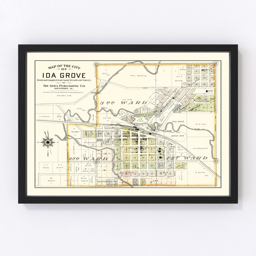 Vintage Map of Ida Grove, Iowa 1906
