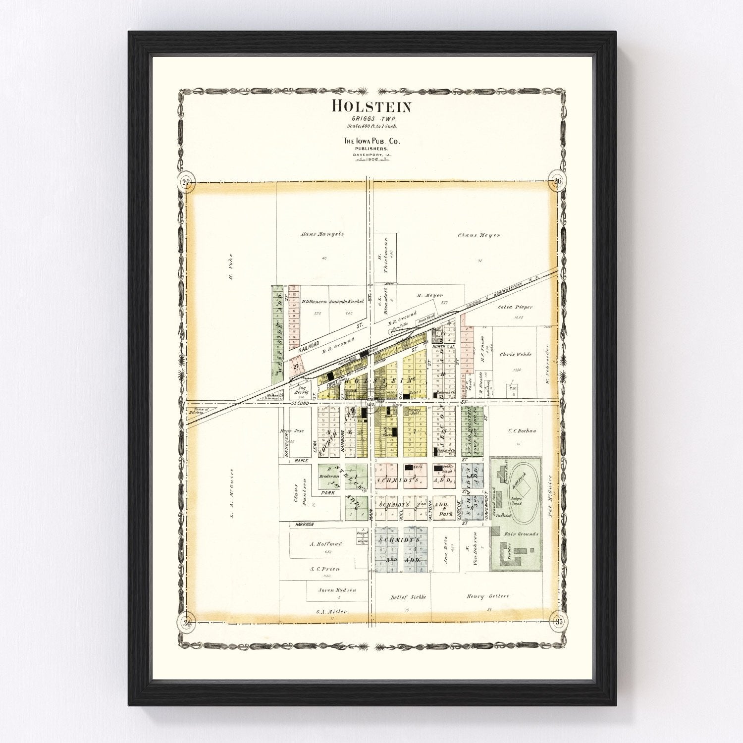 Vintage Map of Holstein, Iowa 1906