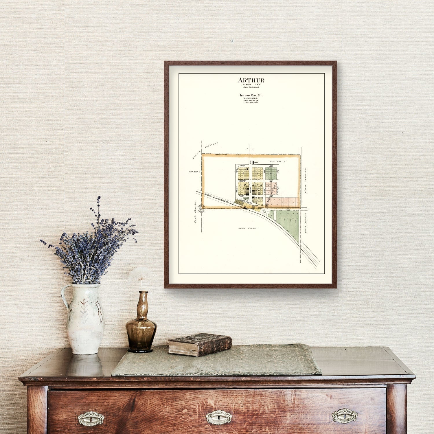 Vintage Map of Arthur, Iowa 1906