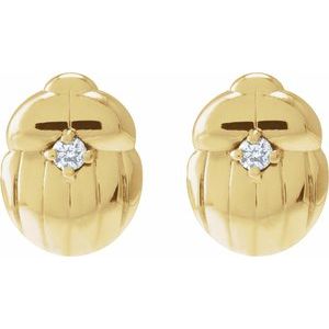 14K Yellow Gold .03 CTW Natural Diamond Scarab Earring