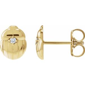 14K Yellow Gold .03 CTW Natural Diamond Scarab Earring